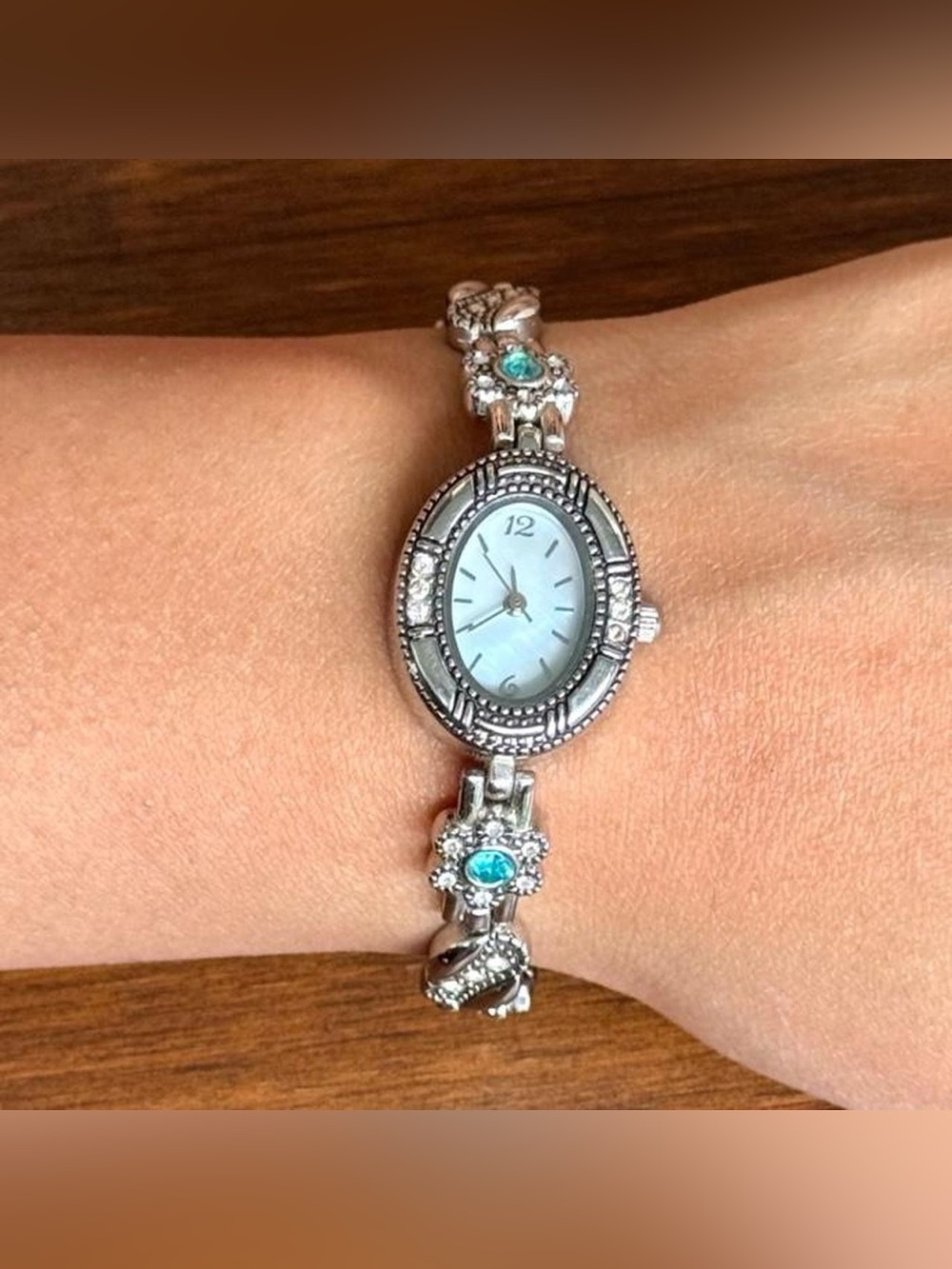 Fairy core Silvertone watch with blue flowers and floral untested